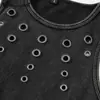 Street Madness Marca de Moda Europea y Americana Camiseta sin Mangas Retro Lavada Sexy Chica Caliente con Ojales Metálicos Adelgazante para Mujer