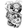 Adesivo de Tatuagem Temporária para Braço com Onda de Tinta Japonesa e Flor de Crisântemo - À Prova d'Água e Duradouro, com Textura Artística para Criar Tatuagens Personalizadas