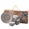 Juego de Platos Cerámicos Bohemios Transfronterizos, Tazones, Palillos, Vajilla, Regalos Pequeños, Souvenirs, Tazones Cerámicos para el Hogar, Cajas de Regalo