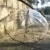 Paraguas transparente de mango largo con borde negro, adecuado tanto para la lluvia como para el sol, alto valor estético para estudiantes, ampliado y engrosado, paraguas automático simple con impresión de logotipo