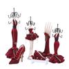 Soporte de Exhibición de Resina Roja Creativa para Pulsera, Collar, Aretes de Flor de Vellón, Regalo de Acompañamiento de Boda, Regalo de Retorno, Almacenamiento, Estante para Joyas