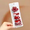 Grampo de Cabelo Laço Vermelho Fofo de Ano Novo para Crianças Meninas Flor Desenho Animado Presilha Lateral Bebê Presilha Bico de Pato de Ano Novo Acessório de Cabeça