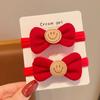 Banda de pelo con lazo rojo para Año Nuevo infantil, banda de goma, accesorios para el cabello, coleta elástica alta para bebé, tocado de cuerda, funda de cuero