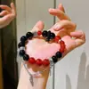 Pulsera de Hilo Pulsera con Borla Diseño de Ágata Negra Carniola Natural