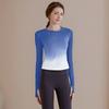 Ropa de Yoga de Color Degradado para Mujer, Nuevo Top Deportivo de Punto Sin Costuras para Correr, Camiseta de Manga Larga para Otoño e Invierno, Ropa de Fitness