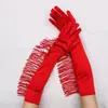 Guantes largos de flecos para fiesta de disfraces Guantes de actuación de danza latina Guantes de graduación de los años 1920 guantes de satén de satén