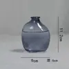 Conjunto de vaso mini hidropônico e vaso de aromaterapia estilo europeu retrô em relevo com gradiente azul e amarelo pintado por spray para flores secas