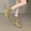 Botines retro de estilo coreano con hebilla, que aumentan 5 cm de altura interior, punta redonda, colección otoño/invierno 2026, ajuste ceñido, elegantes y con estilo