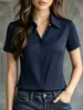 Camisa de manga curta tamanho europeu transfronteiriça feminina verão roupa profissional roupa formal roupa de trabalho corte slim top versátil camisa atacado