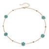 Collar de cadena con forma de bola de cristal y flores de color bohemio, joyería transfronteriza europea y americana, collar creativo de margaritas tejidas para mujer