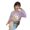 Camiseta interior elegante de algodón puro para niñas, top de manga larga para niñas, camiseta básica de dibujos animados para niños, primavera y otoño 2026