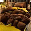 Luxo Leve Qualidade Materna e Infantil Espessado Veludo Leiteiro Conjunto de Quatro Peças Inverno Anti-Estático Forrado com Lã Cobertura de Colcha Veludo Coral 3 Roupa de Cama