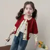 Cardigan suéter falso de duas peças estilo coreano para meninas, nova coleção outono/inverno 2026, suéter de tricô estiloso para meninas