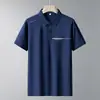 Venta Directa de BJFactory Nueva Camisa Polo de Seda Helada de Verano para Hombre, Manga Corta, Nailon Spandex, Secado Rápido, Alta Calidad, para Hombres de Mediana Edad y Mayores