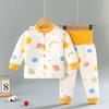 Traje de Ropa Cálida para Bebé Cardigan de Algodón Puro Ropa de Otoño Acolchada de Tres Capas de Cintura Alta para Hombres y Mujeres Niños Pantalones de Otoño Engrosados