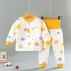 Ropa Cálida para Bebé de Tres Capas Otoño e Invierno Espesa Clase A Algodón Puro Ropa de Otoño Pantalones de Otoño Pijama para Niños Traje de Ropa Interior para Bebé