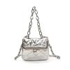 Bolsa de Ombro Feminina Pequena Estilo Coreano Bordado Acolchoado da Moda Bolsinha de Mão para Bebê Porta-Moedas Infantil com Fecho de Bola Dourada