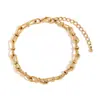 Moda Europea y Americana Nicho Diseño Simple Accesorios Personales para el Pie Cadena Hecha a Mano con Baño de Oro de 14K Acero Inoxidable Tobillera de Cadena