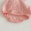 Ropa de Bebé Verano Estilo Delgado Mameluco de Niña Mono de Tirantes Flor Roja Pequeña Sin Mangas Traje para Gatear Ropa Clase A