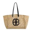 Bolsa de palha grande capacidade para férias de verão à beira-mar, bolsa tote simples feminina, bolsa de mão estilo ocidental com cores contrastantes 2023