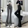 Pantalones Largos de Fitness de Talle Alto con Control de Abdomen, Elásticos, con Aleta de Tiburón y Micro-bota para Mujer, de Primavera y Otoño, Tallas Grandes, para Moldear la Pierna, Casuales para Usar por Encima