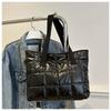 Otoño Gran Capacidad Línea Bordada Cuadros 2024 Nueva Moda Estilo Casual Traje Acolchado de Algodón Bolso de Hombro Portátil para Mujer