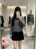 Cárdigan de punto trenzado con cuello de solapa en bloques de color estilo academia, doble cremallera, simple y versátil, chaqueta corta para mujer en otoño e invierno