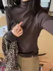 Han Xun Essencial de Outono Estilo Básico Gola Alta Meia Camada Macio Elástico Camiseta Base Feminina 2026 Novo Modelo 27534