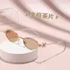 Gafas de Sol de Moda con Templo de Diamante Metálico para Mujer, Gafas Sin Graduación Anti Luz Azul, Gafas para Maquillaje Sencillo Transfronterizo Transmisión en Vivo de Tiktok