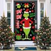 Cubierta de Puerta de Monstruo Peludo Verde Grinch Nuevo Transfronteriza Tela de Fondo Decoración de Atmósfera Cortina de Puerta Navideña Tela Colgante Cubierta de Puerta Tapiz
