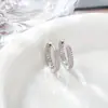 Pendientes de Zirconia de Lujo de Alta Gama Europeos y Americanos Transfronterizos para Mujer, Joyería de Estilo Ins de Diamante Completo al por Mayor
