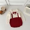 Mameluco de Punto de Manga Larga para Bebé Estilo Coreano Primavera y Otoño para Niños de Algodón Puro con Cuello de Caballero