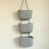 Bolsa colgante de cuerda de algodón cesta de almacenamiento cesta de almacenamiento de cosméticos de tres capas montada en la pared estilo japonés cesta para artículos varios de vestíbulo bolsa colgante tejida