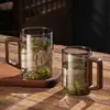 Nuevo Juego de Tazas de Té de Vidrio Estilo Chino para Uso en Casa en la Sala de Estar, Taza de Agua Resistente a Altas Temperaturas con Mango de Madera, Taza de Lujo de Gama Alta para Oficina