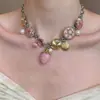 Reloj Corazón de Fresa Rojo y Azul Frutos del Bosque Collar de Mariposa para Mujer, Gargantilla, Accesorio de Nicho para Chicas de Moda, Collar de Fresa