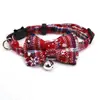 Collar Navideño a Cuadros con Lazo para Mascota, Copo de Nieve Navideño, Campana para Perro Gato, Hebilla de Seguridad, Amazon Transfronterizo