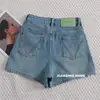 Shorts de Mezclilla Vintage Elegantes Bordados Cómodos Elásticos en Cuatro Direcciones para Mujer Verano Alta Calidad Cintura Alta Adelgazantes Pierna Ancha Hot Pants Modernos