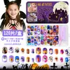 Unhas Postiças Infantis de Halloween Transfronteiriças, Decorações de Unhas Usáveis, Adesivos de Unha para Crianças, Kit de Ferramentas para Venda por Atacado de Produtos Acabados