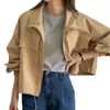 Colección nueva de otoño y primavera chic coreana: chaqueta de trabajo de talla grande, estilo boyfriend, con cremallera, chaqueta corta casual con cuello alto, chaqueta para mujer