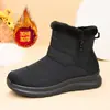 Botas de neve quentes de inverno com sola grossa, forradas com fleece, espessadas, para mães de meia-idade e idosas, tamanho grande, antiderrapantes, estilo inverno com calcanhar coberto
