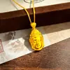 Colgante Sólido Tradicional Dorado de Buda y Guanyin, Alta Retención de Color, Collar para Mujer, Colgante de Cabeza de Buda, Accesorio de Cadena para Suéter
