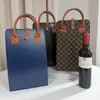Dos Botellas de Vino Tinto Bolso de Mano Vino Doble Bolsa de Cuero Bandolera Bolsa de Vino Tinto Bolsa de Almacenamiento de Vino Caja Vacía de Regalo