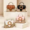 Bolsa Caixa de Palha Tecida Floral Simples e Fashion Transfronteiriça, Bolsa de Mão Urbana Tendência para Mulheres, Bolsa Casual de Ombro e Transversal