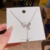 Collar cuadrado pequeño de circón ultrabrillante estilo coreano para mujer, lujo ligero, elegante, cadena para clavícula de acero de titanio de alta gama, venta al por mayor
