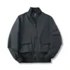 ¡Estilo Retro de Ropa de Trabajo! ¡Clásico Americano! Chaqueta de aviador casual de ajuste holgado para exteriores con múltiples bolsillos 9221
