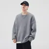 Ropa de Hombre Fengshe / Suéter de Punto Falso de Dos Piezas para Hombre Otoño e Invierno Cuello Redondo Holgado Jersey Suéter de Lana Costura Expuesta Retro Japonés