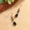 Brincos de Prata Esterlina S925 com Pedra de Cristal Natural Original para Mulheres, Gancho de Orelha Vintage de Luxo Leve, Joia de Gancho de Orelha Retro da Moda