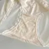 Panty de Encaje Hongxuan de Seda Hielo para Mujer con Refuerzo de Algodón, Malla Transparente, Plisado de Color Contrastante, Braguita de Encaje Puro para Mujer