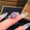 Pendente de Colar Octogonal Rosa Milênio Corte Rosa Diamante Paraíba Diamante de Alto Carbono Brincos de Diamante Roxo Anel Torcido de Água-Marinha para Mulheres