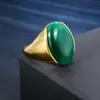 Anillo de acero inoxidable para hombre europeo y americano anillo de acero de titanio obsidiana natural al por mayor en stock